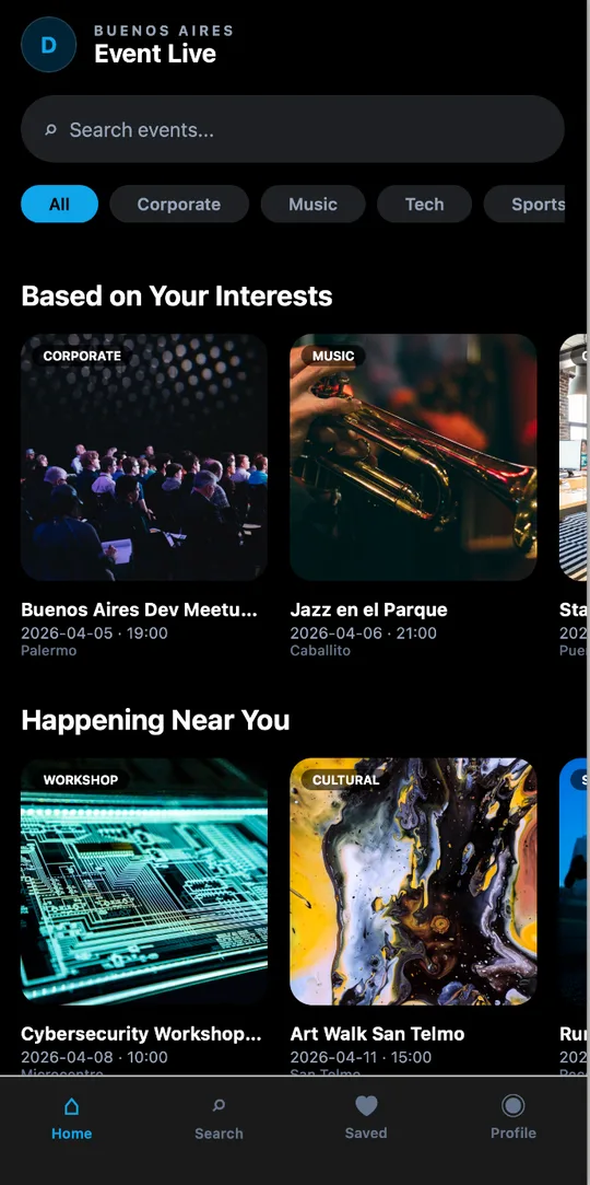 Events app screen