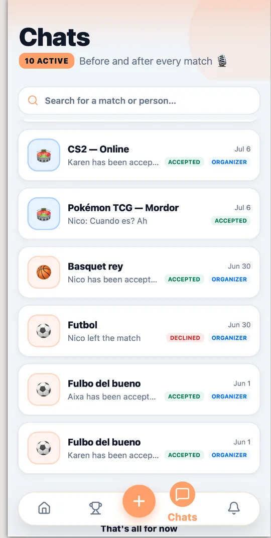 Niche — group chat per match